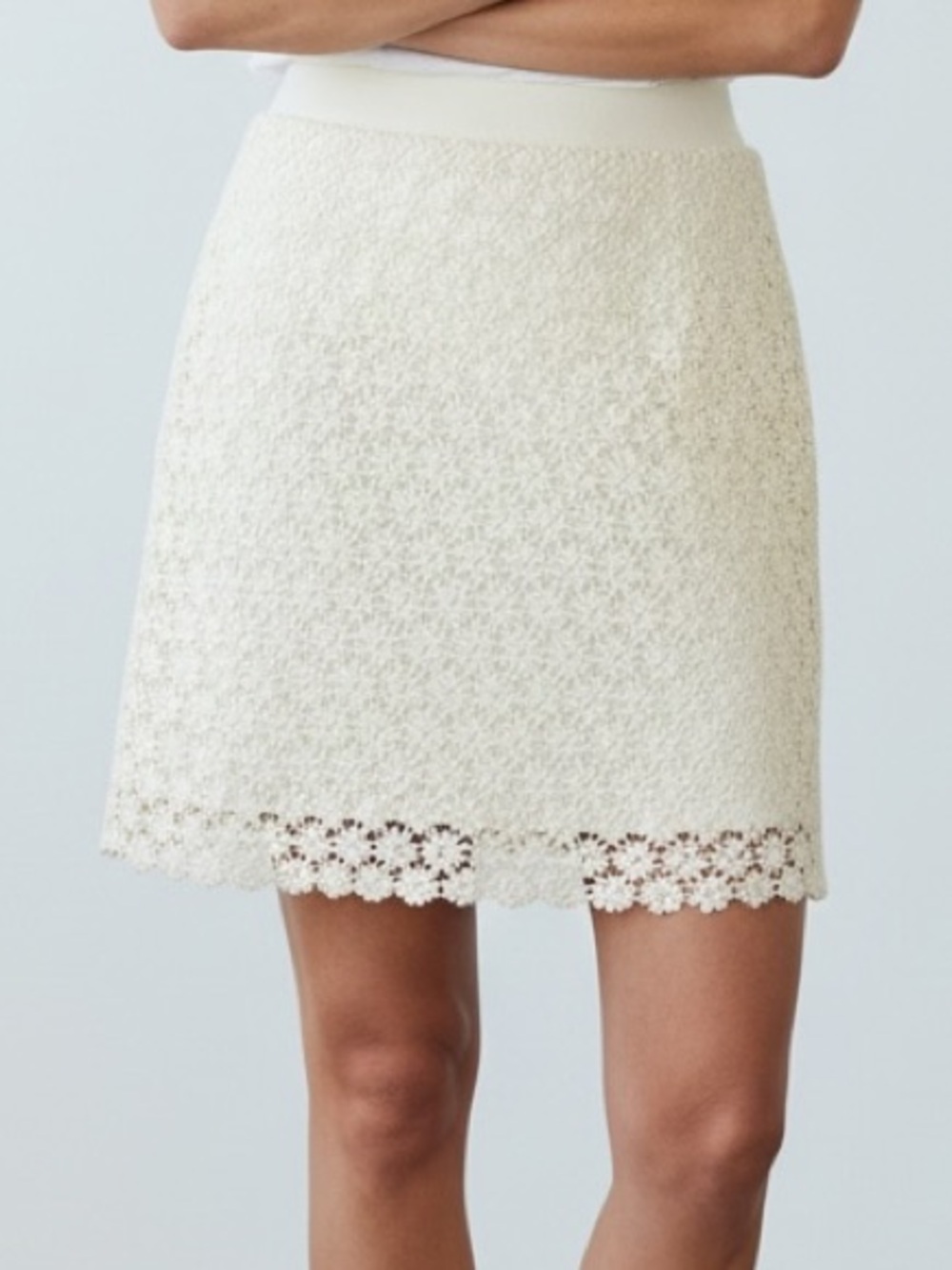 Raoul Cream Crochet Mini Skirt